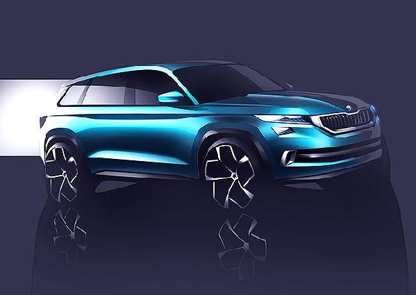 斯柯达VisionS概念车预告图 预览7座SUV