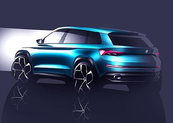 斯柯达VisionS概念车预告图 预览7座SUV